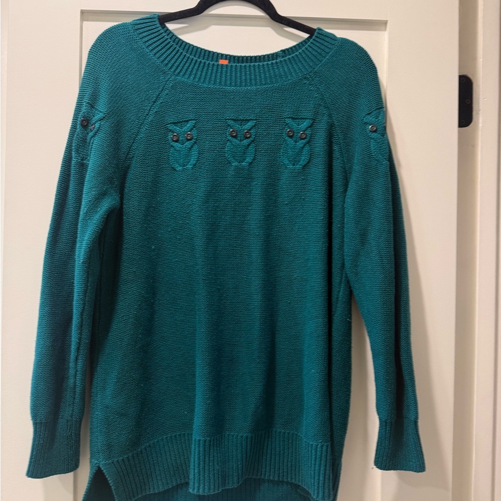 Teal Owl Knit Sweater